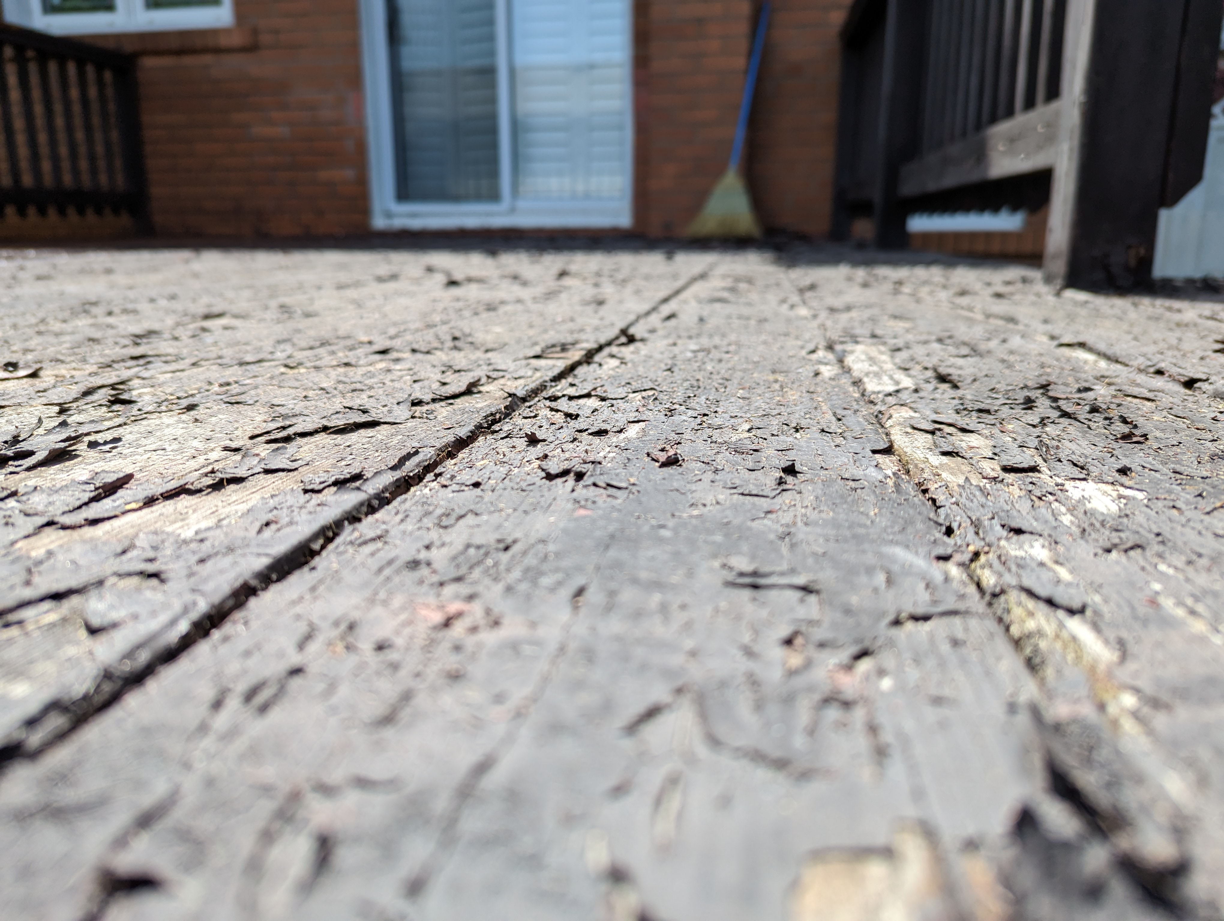 Weathered deck, before preparation for staining